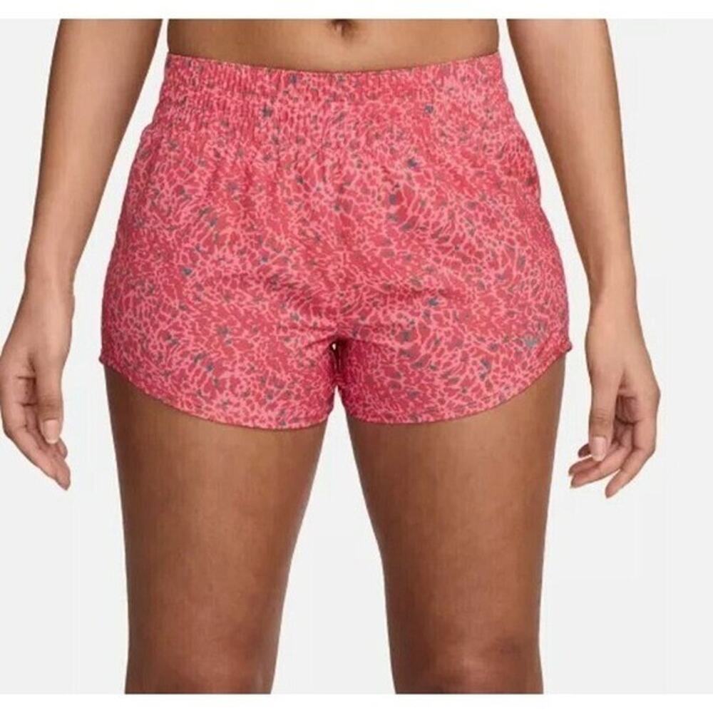 Nike Women's One Dri-FIT Mid-Rise 3" Brief-Lined Shorts, Coral Chalk, XL NWT